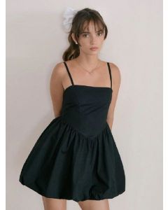 Balloon Pleated Mini Dress